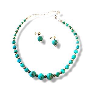 Carolyn Pollack Sterling Silver Turqouise Necklace and Matching Earrings